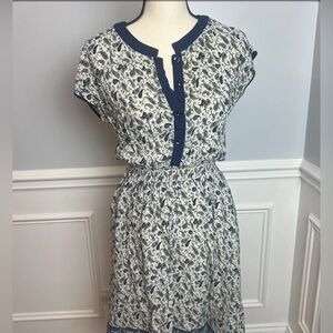 Glam & Fame Blue and White Paisley Midi Dress Size M/L